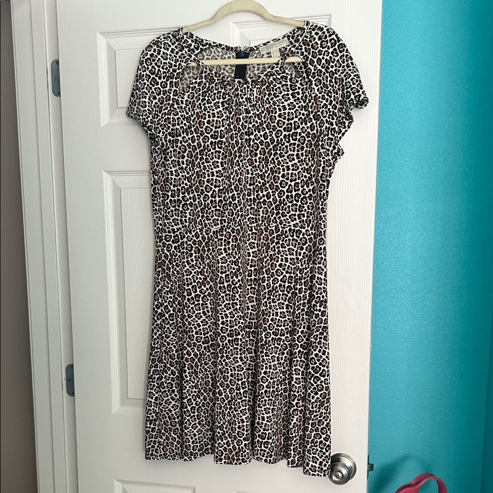 MICHAEL Michael Kors Black and White Animal Print Midi Dress